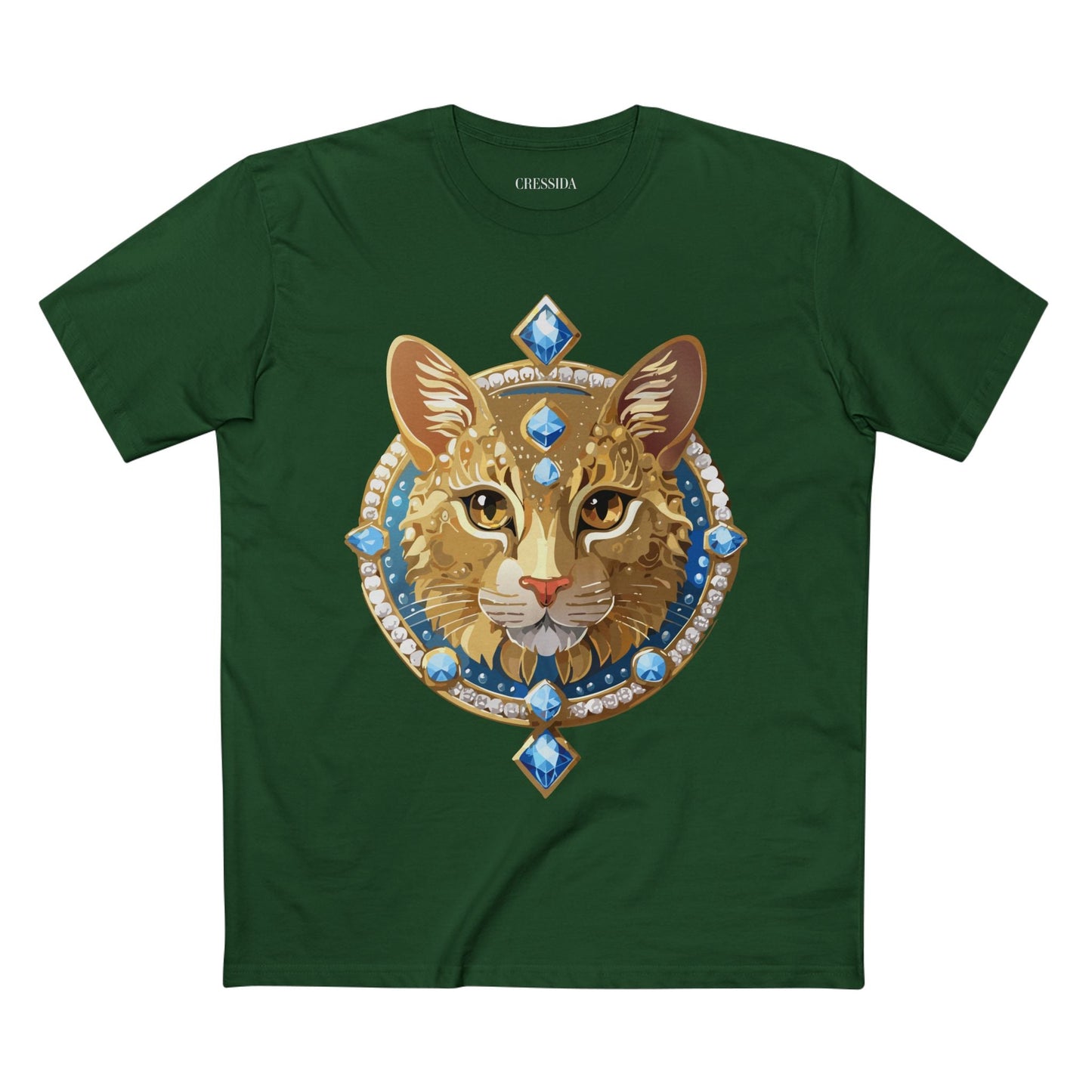 Cat Graphic Unisex 100 Cotton Tee With Unique Animal Golden Medallion Art Design 10