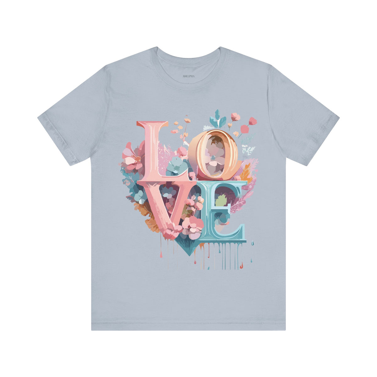 Valentine's Day Graphic Unisex Cotton Bella+Canvas Tee with Floral Art Design d104