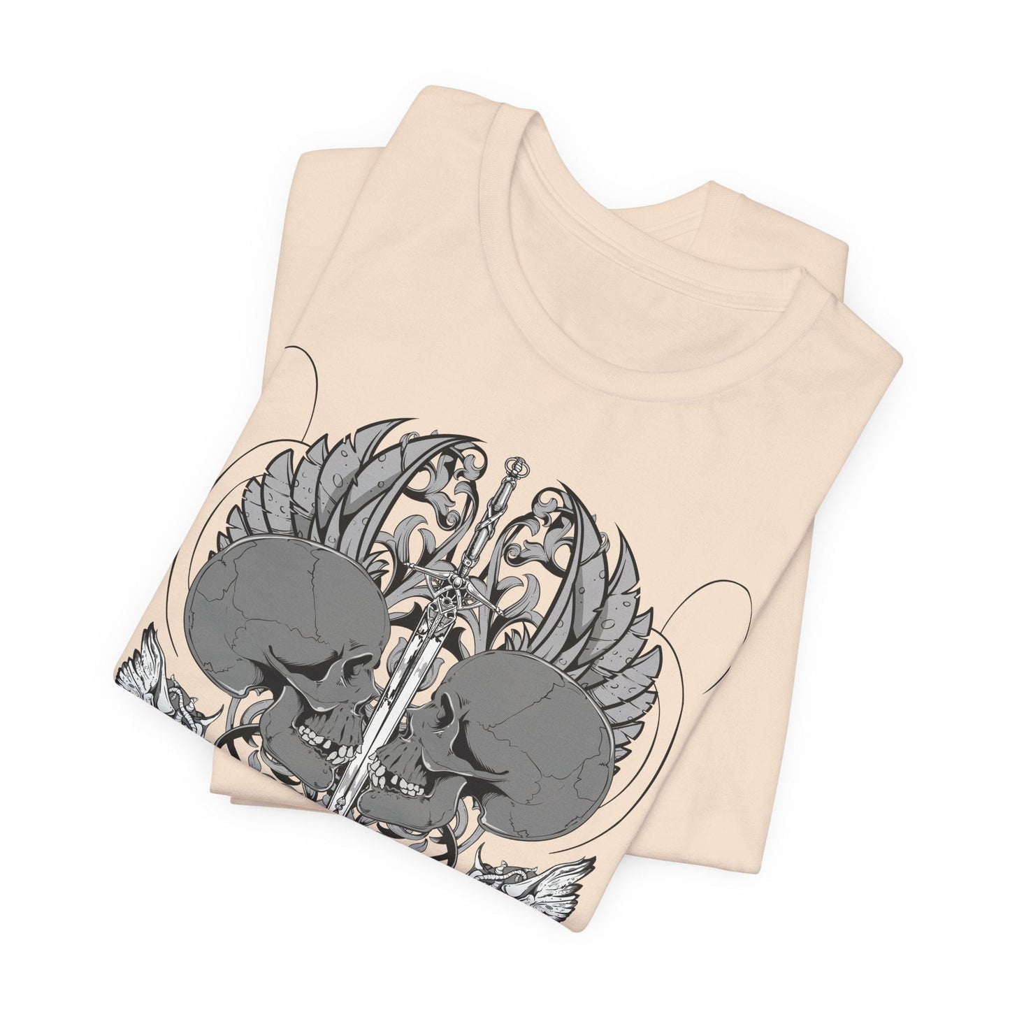 Honor Loyalty crest tee Gothic heraldry skulls wings emblem Art-48
