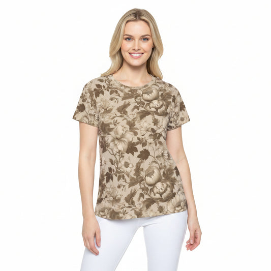 Women Poly T-Shirt with Floral Print