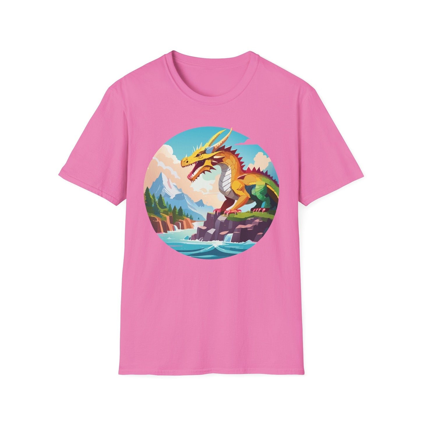 Dragon T Shirt Unisex Softstyle Cotton Tee With Colorful Animal Art Design For Everyday Wear