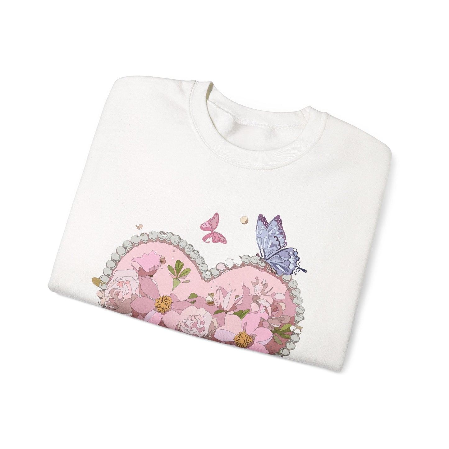 Floral Heart Sweatshirt for Unisex Valentines Day Crewneck Heart Floral Print Gift