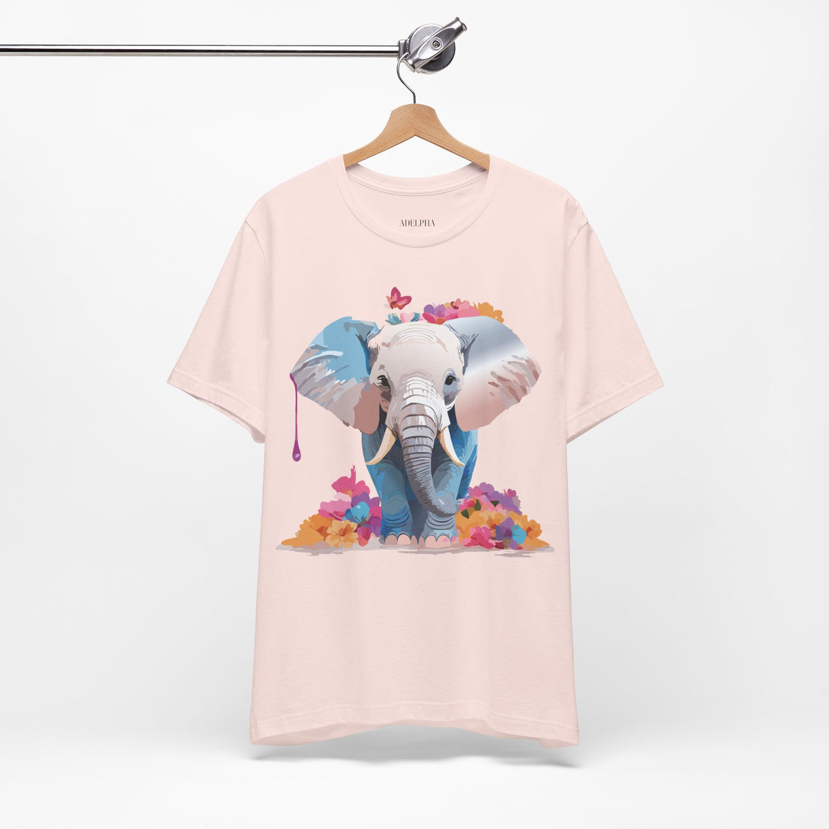 Elephant Graphic Unisex Cotton Bella+Canvas Tee with Art Animal Design e123