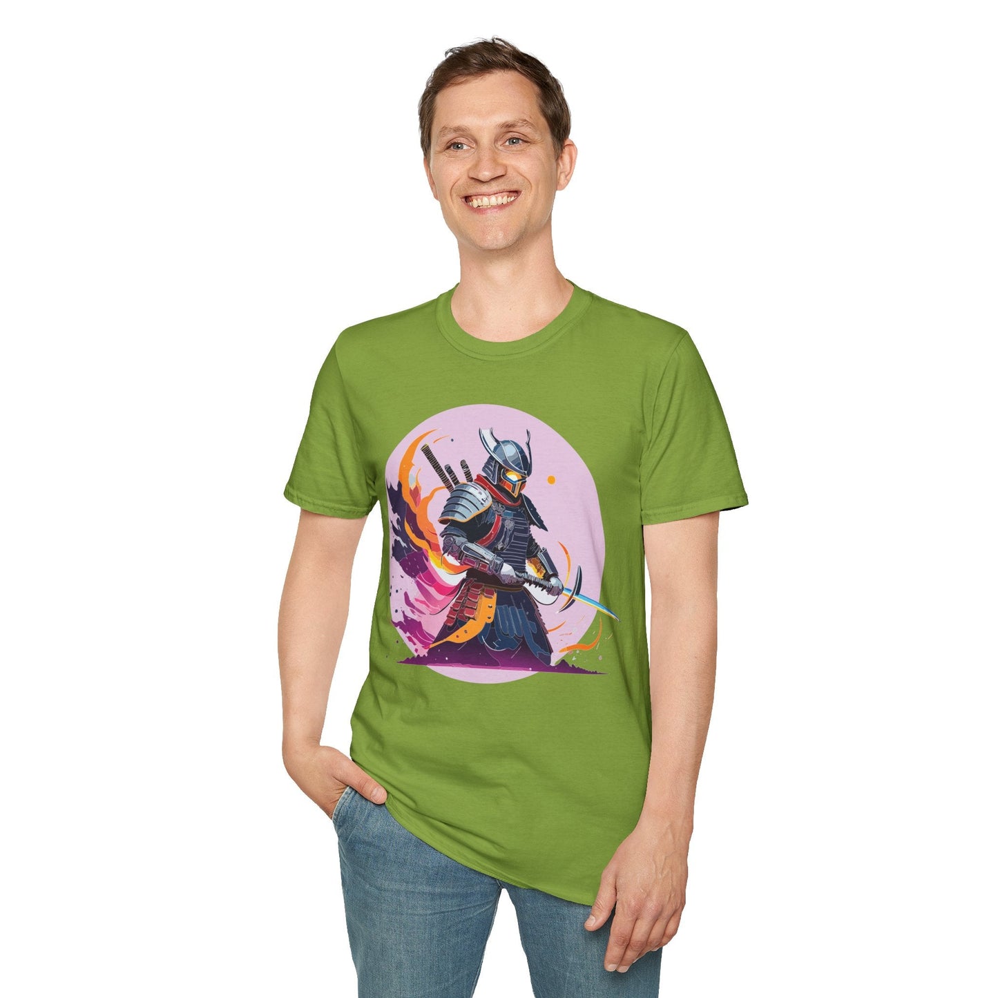 Samurai Shirt Unisex Short Sleeve Tee With Samurai Print Softstyle Gildan 64000 Ring Spun Cotton