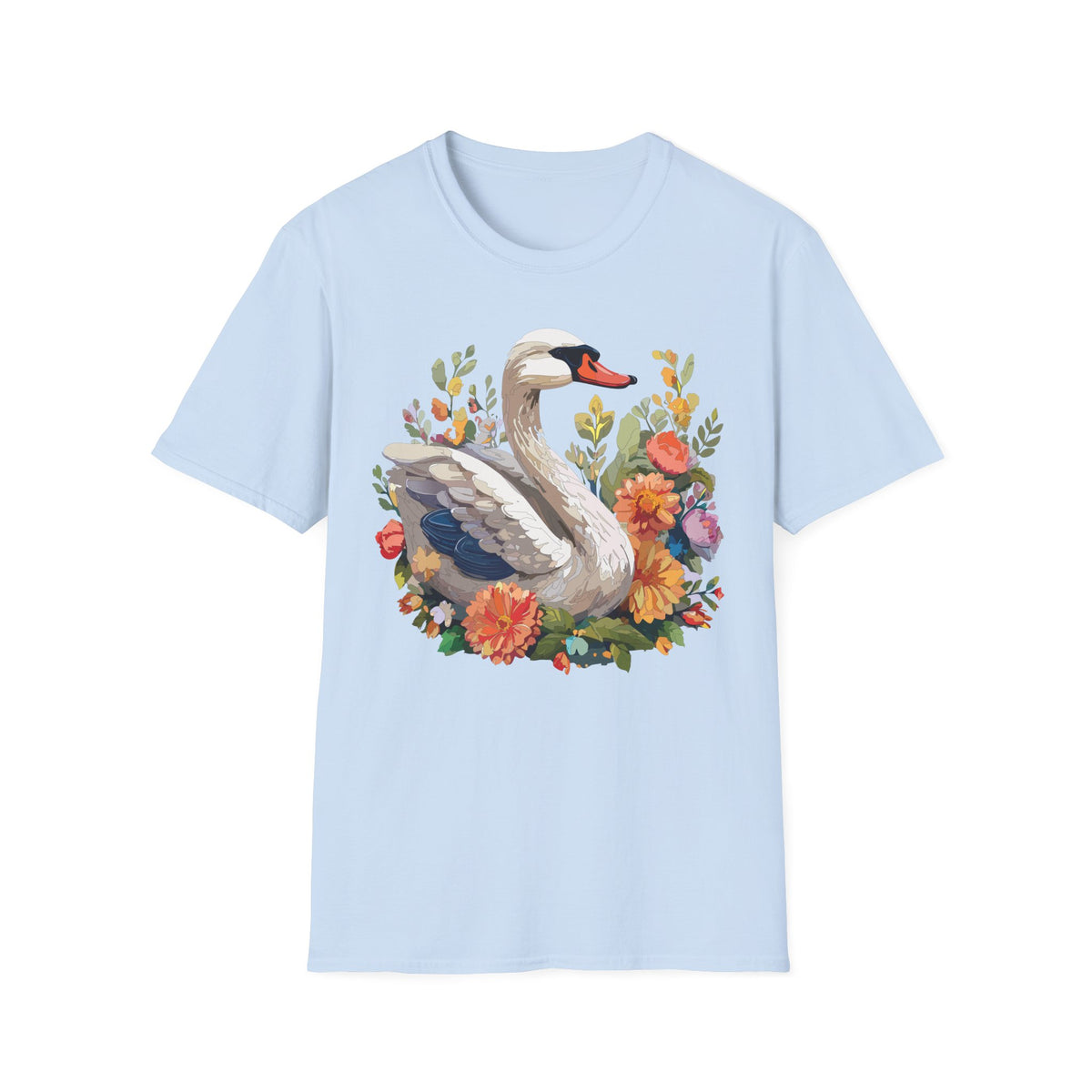Swan Floral Illustration T-Shirt | Swans, Flowers, Botanical Art