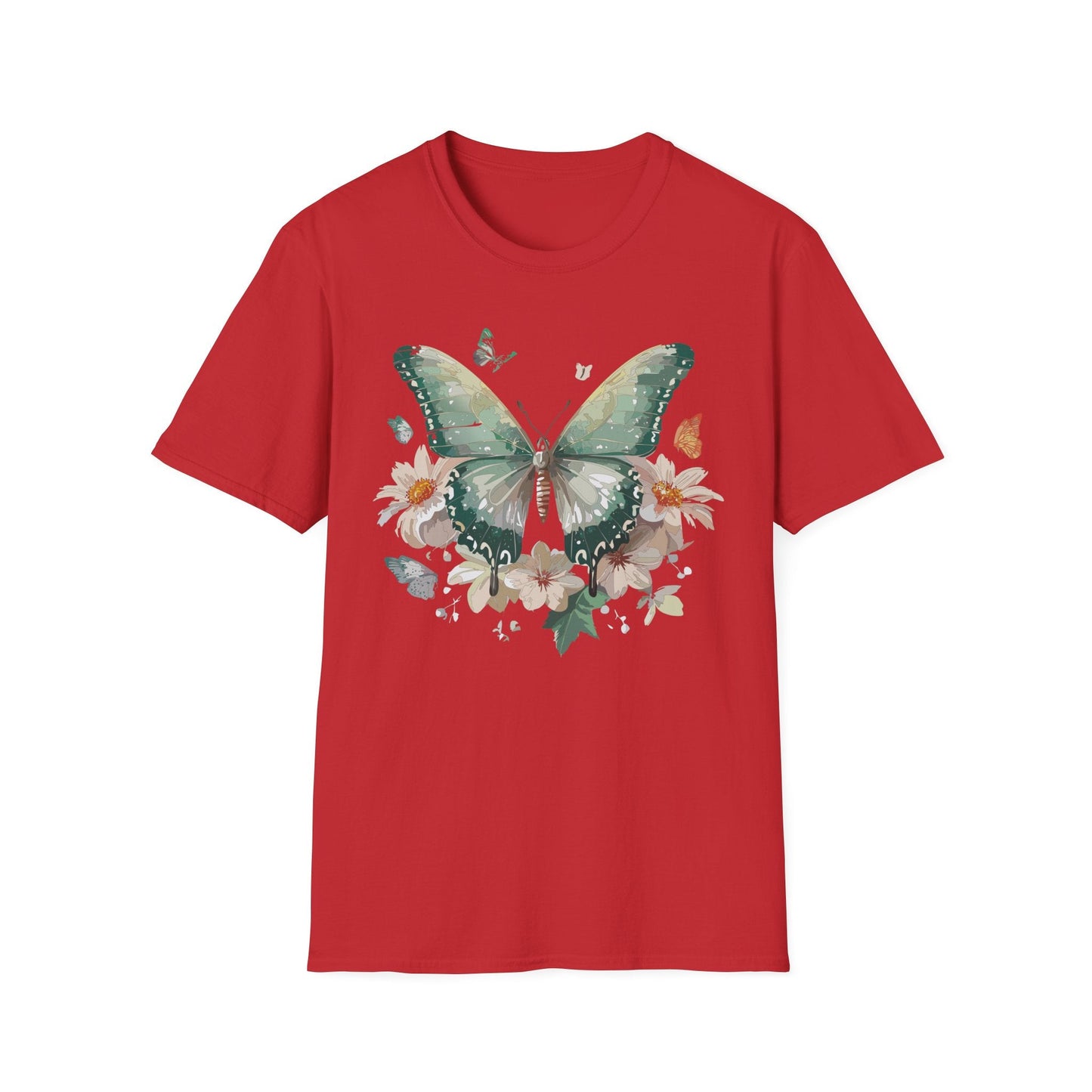 Butterfly T Shirt Unisex Softstyle Tee 100 Percent Ring Spun Cotton Monarch Design Premium Comfort