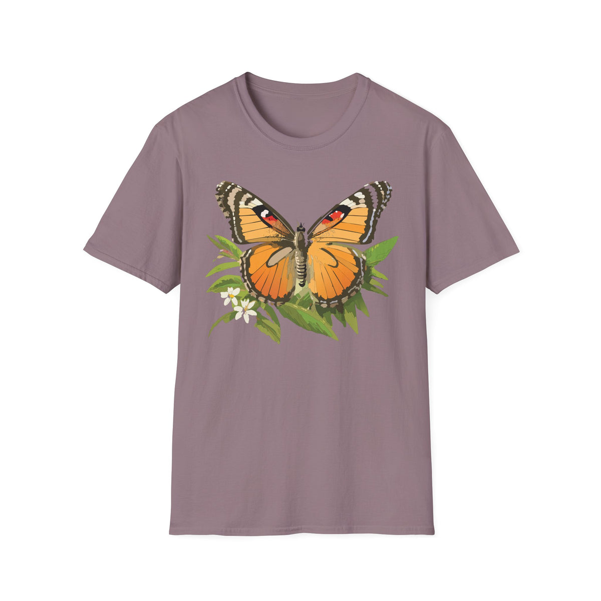 Butterfly Nature T-Shirt — Orange Monarch Illustration Graphic Tee Unisex 100 Cotton Gildan T-Shirt