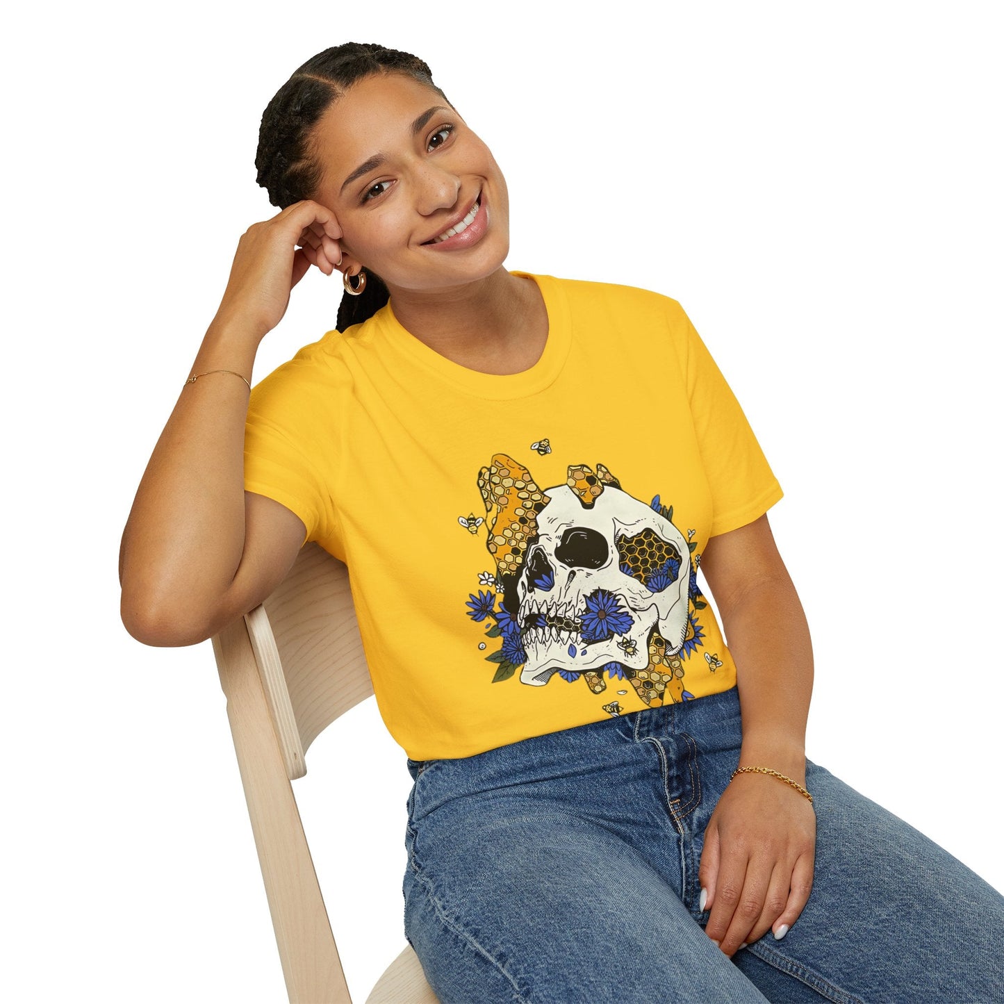 Skull Tee Shirt Unisex Skeleton Design Gildan Softstyle 64000 100 Percent Ring Spun Cotton Tee