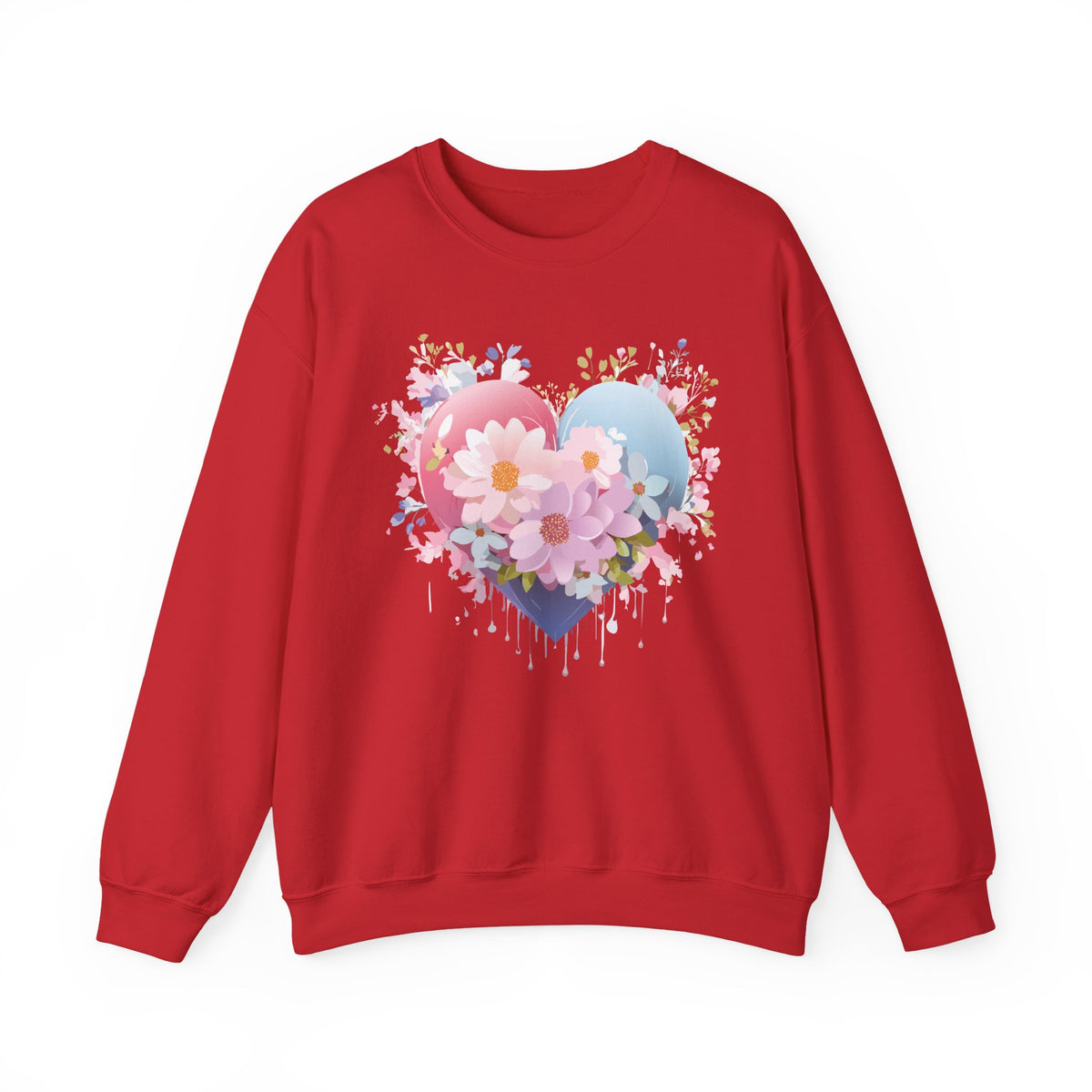 Floral Heart Love Graphic Valentine's Day Sweatshirt Unisex 50/50 Cotton-Poly Sweatshirt w27