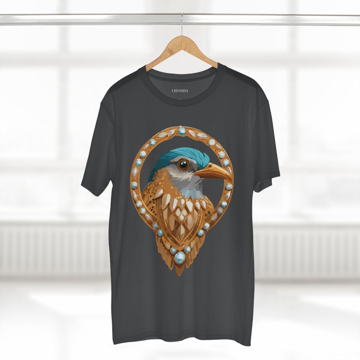 Bird Graphic Unisex 100 Cotton Tee With Unique Animal Golden Medallion Art Design 24