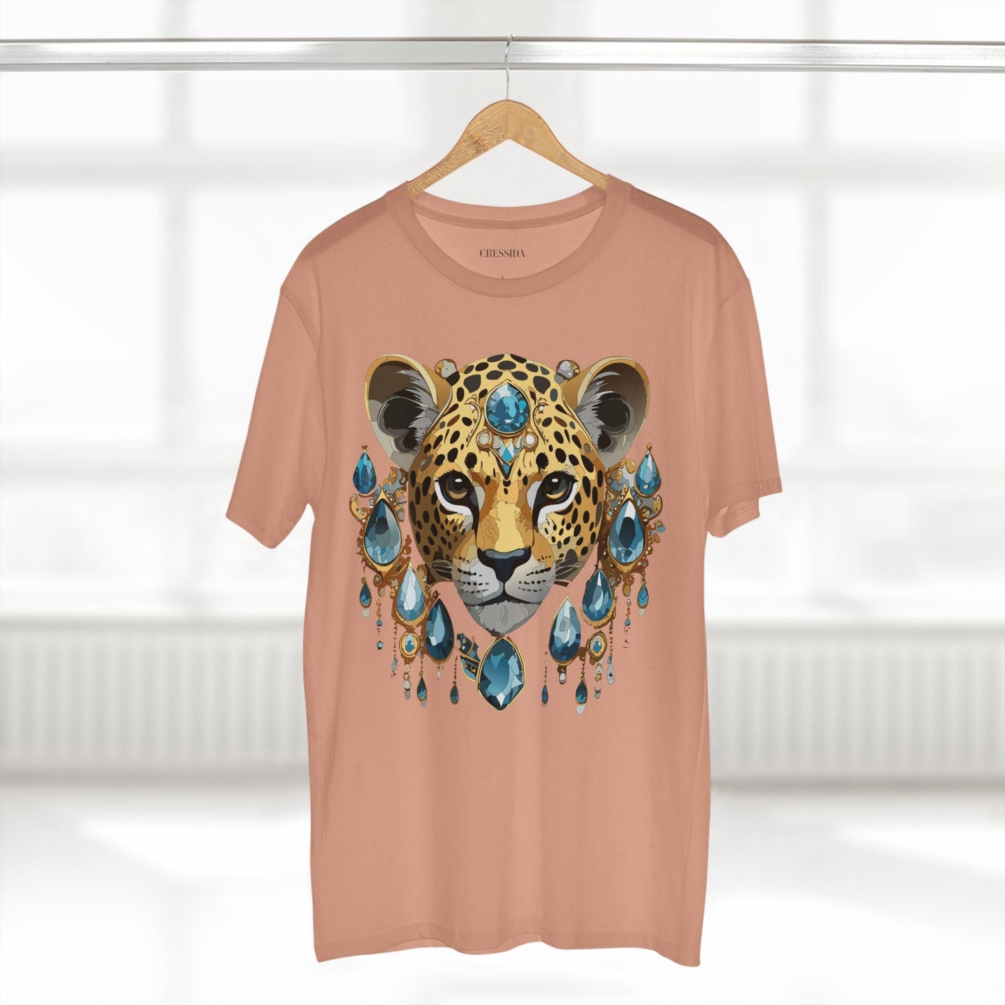 Cheetah Graphic Unisex 100 Cotton Tee With Unique Animal Golden Medallion Art Design 48