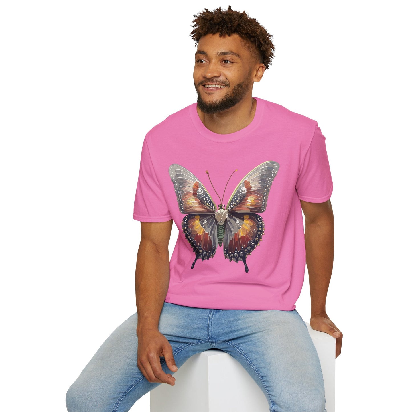 Butterfly Shirt Unisex Lightweight 100 Cotton Gildan Softstyle 64000 Tee Monarch Butterfly Design
