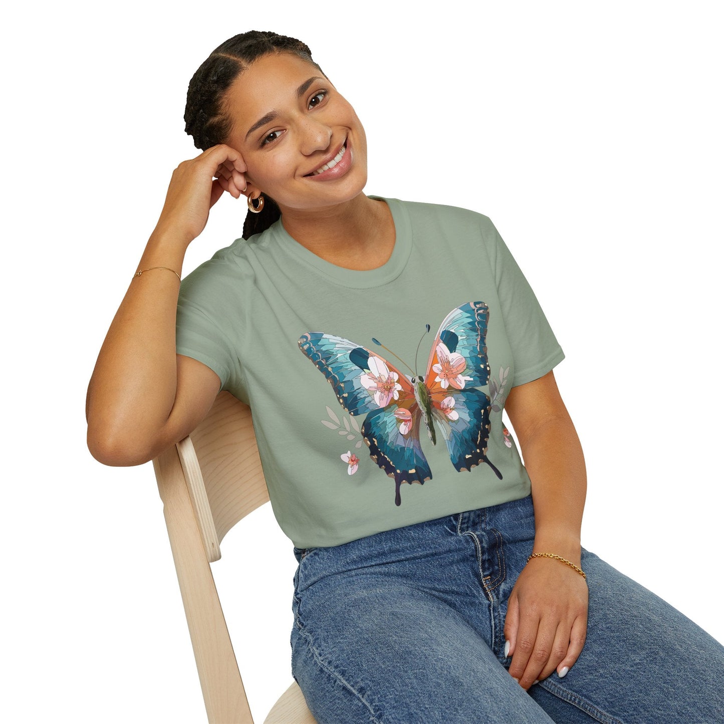 Butterfly Shirt Unisex T Shirt Monarch Butterfly Print Gildan Softstyle 64000 Cotton Tee Classic
