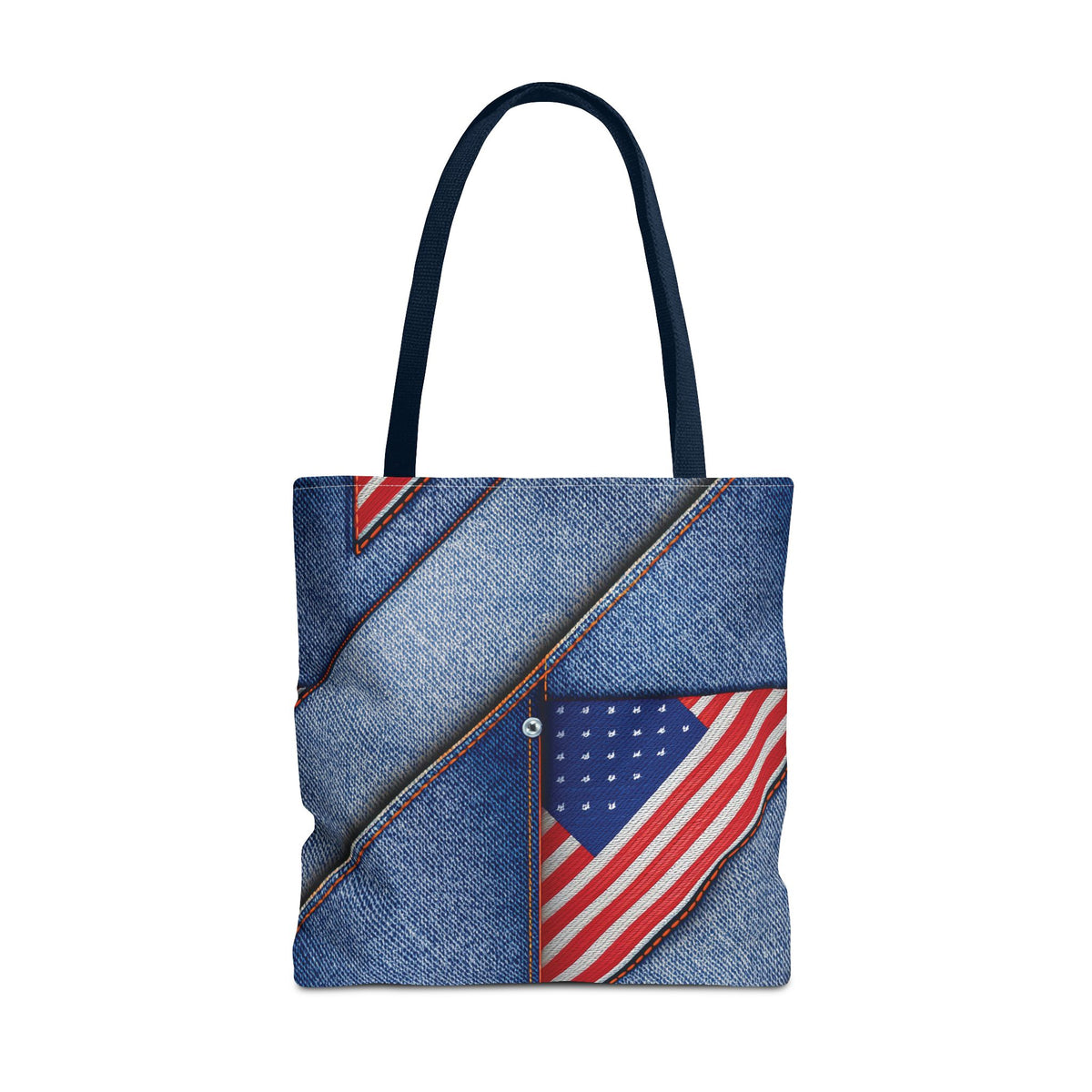 4th of July Graphic Denim Fabric Imitation Print Unisex Canvas Bag Poly Spun 3 Sizes Tote Bag 200-22