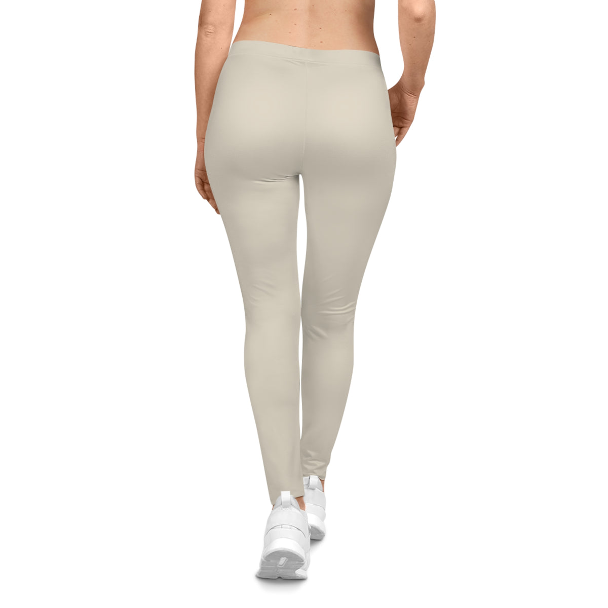 Bone Beige Color Women's Poly-Span Casual Leggings XS-2XL