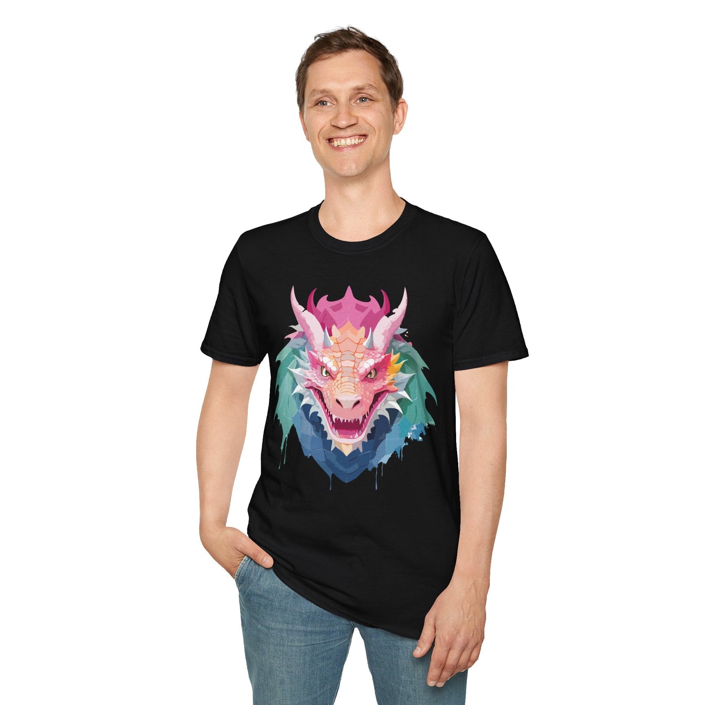 Dragon T Shirt Unisex Softstyle Cotton Tee With Animal Art Design Graphic Print Artwork