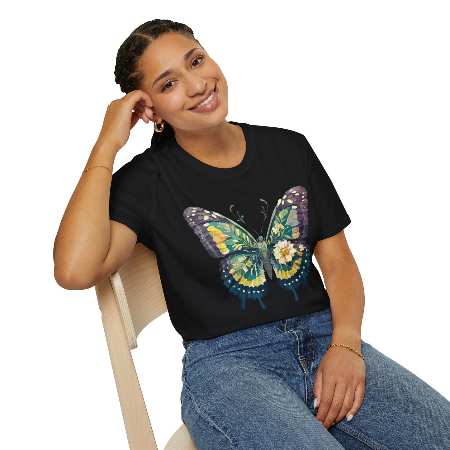 Butterfly Shirt Unisex Monarch Print T Shirt Gildan Softstyle 64000 Lightweight Tee