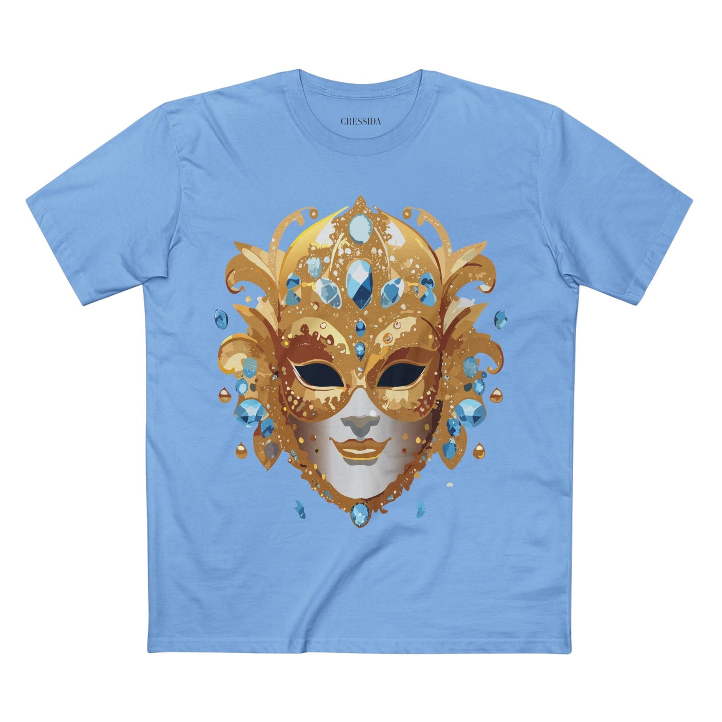 Carnival Mask Graphic T-Shirt Unisex 100 Cotton With Antique Gold Art Design Tee 21