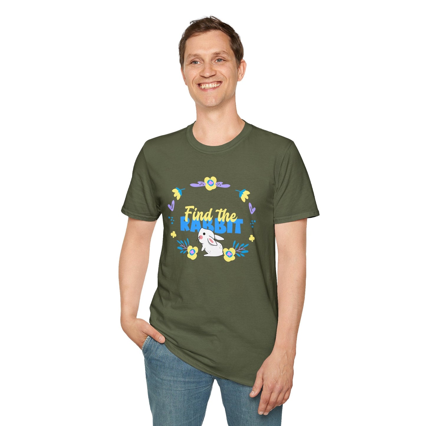 Easter Bunny T Shirt Unisex Gildan Softstyle 64000 Breathable Cotton Easter Design