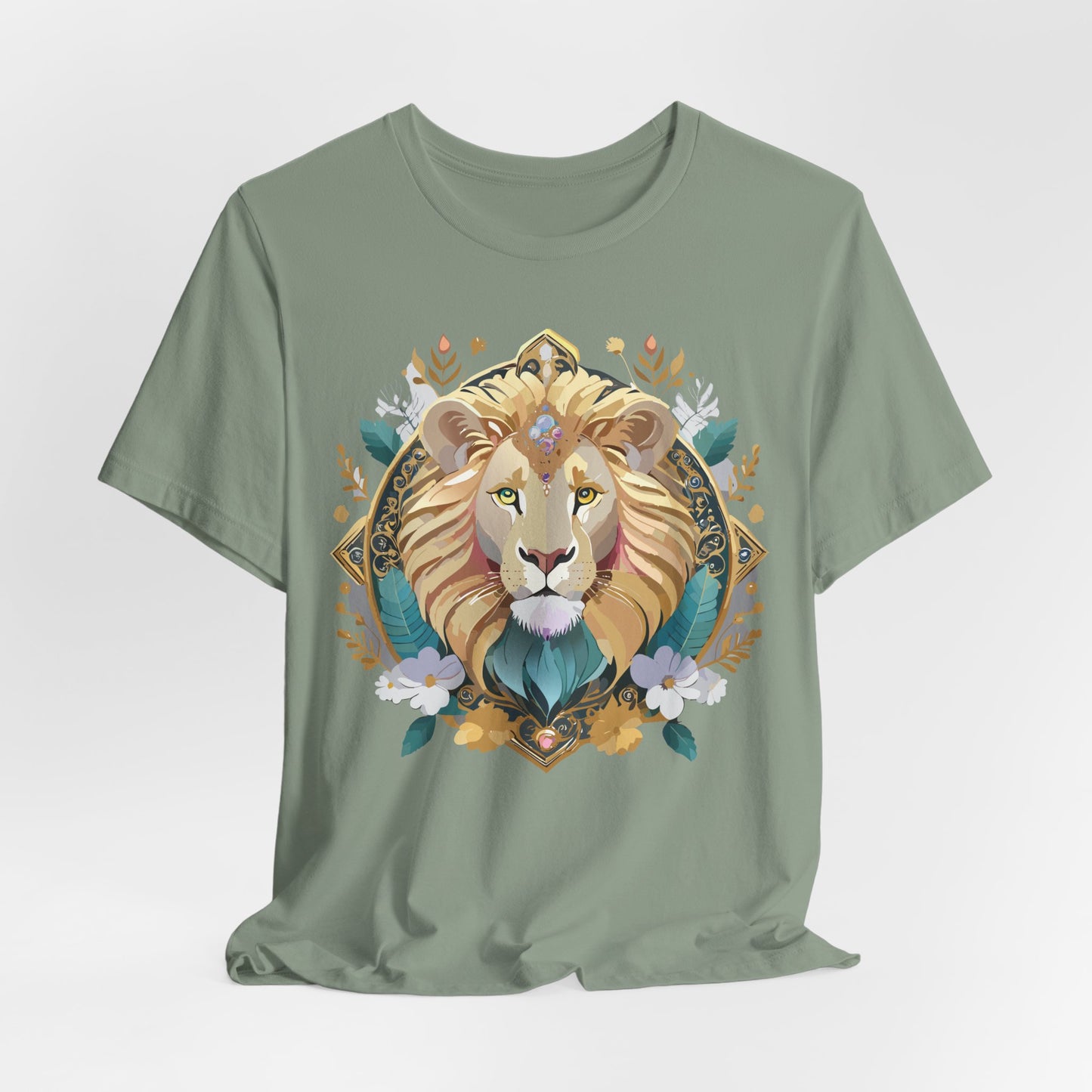 Unisex Lion Graphic Tee, Animal Shirt, Tee Shirt with Lion, Medallion T-Shirt, Animal Medallion Tees 2