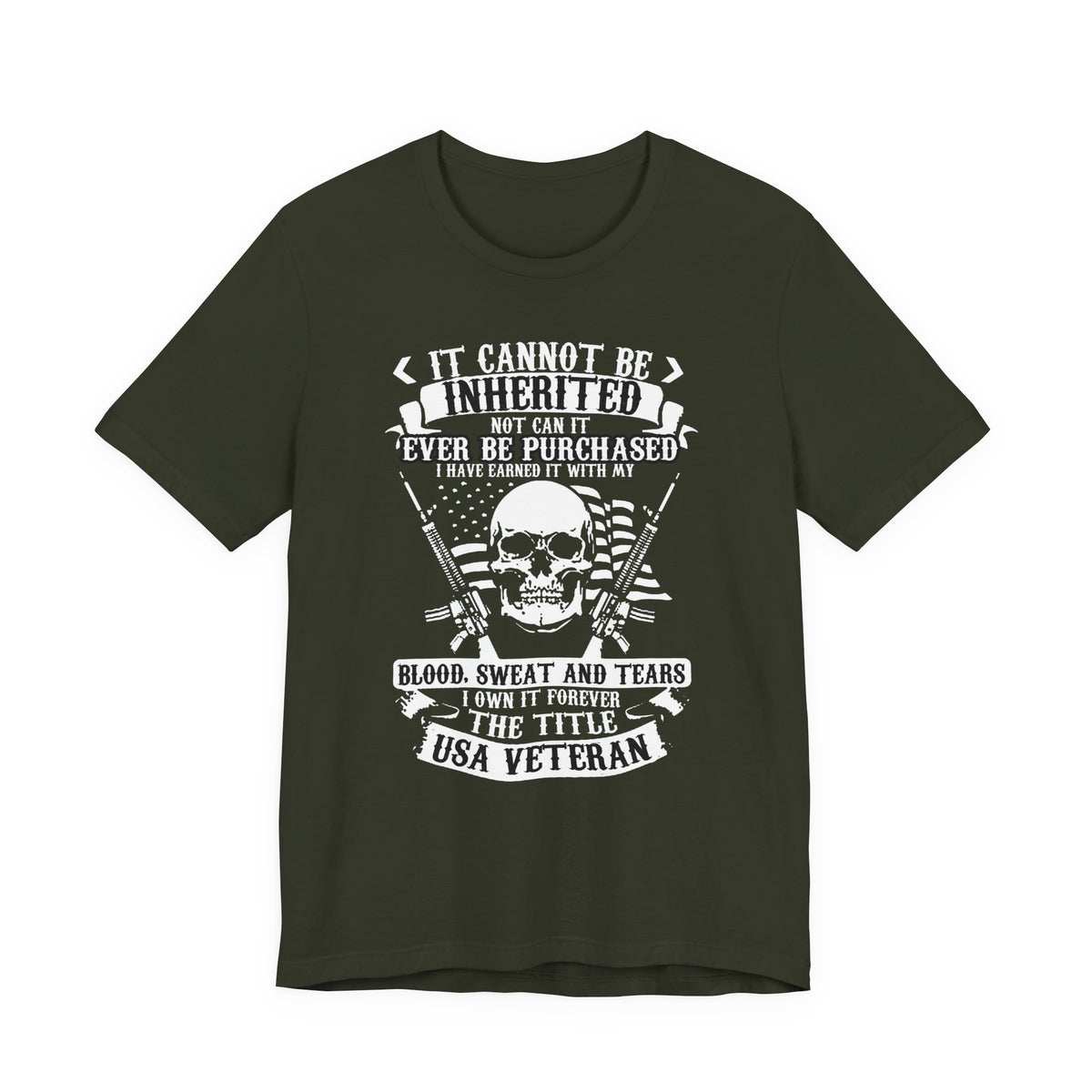 USA Veteran skull flag crossed rifles T-Shirt Military pride Unisex Cotton tee v54