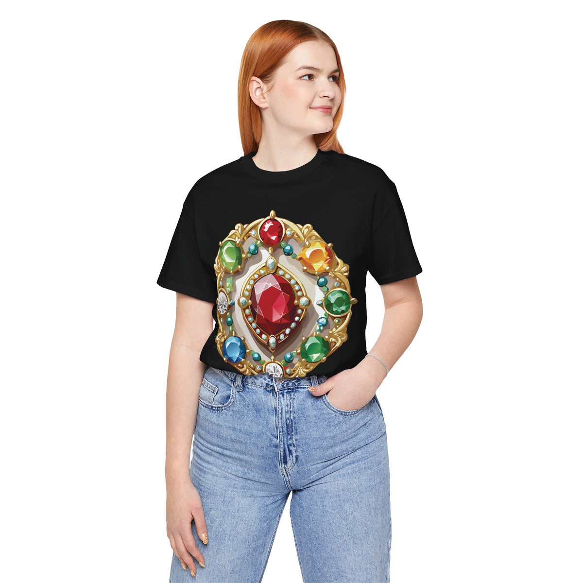 Jewelry Graphic Unisex Cotton Bella+Canvas Tee with Gemstones Art Design m47
