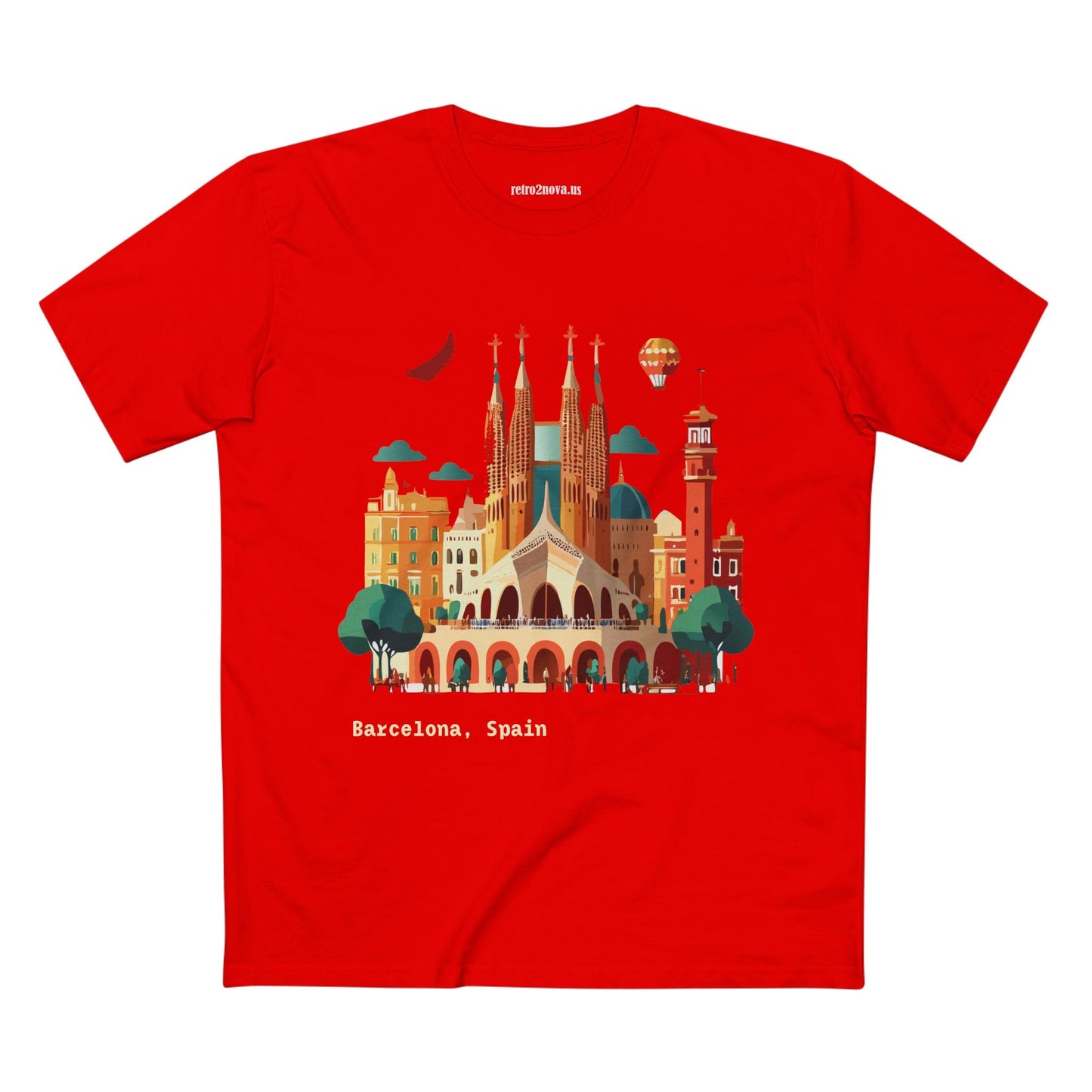 Barcelona Travel Shirt Unisex Cotton Art Tee Retro2Nova Premium Quality Original Art Design