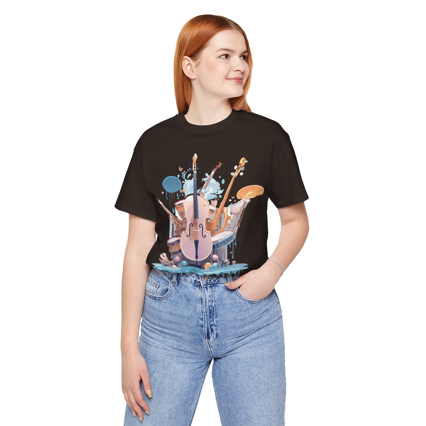 Music Graphic Unisex 100 Cotton Vintage Art with Musical Elements Tee 81