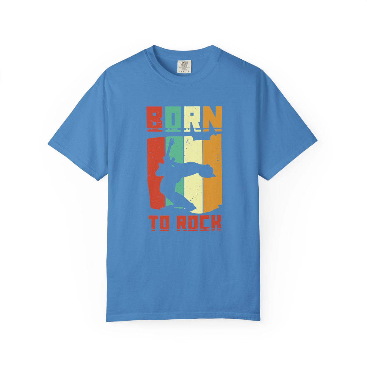 Born to Rock skateboard silhouette T-Shirt Vintage striped graphic Unisex Cotton Tee 086
