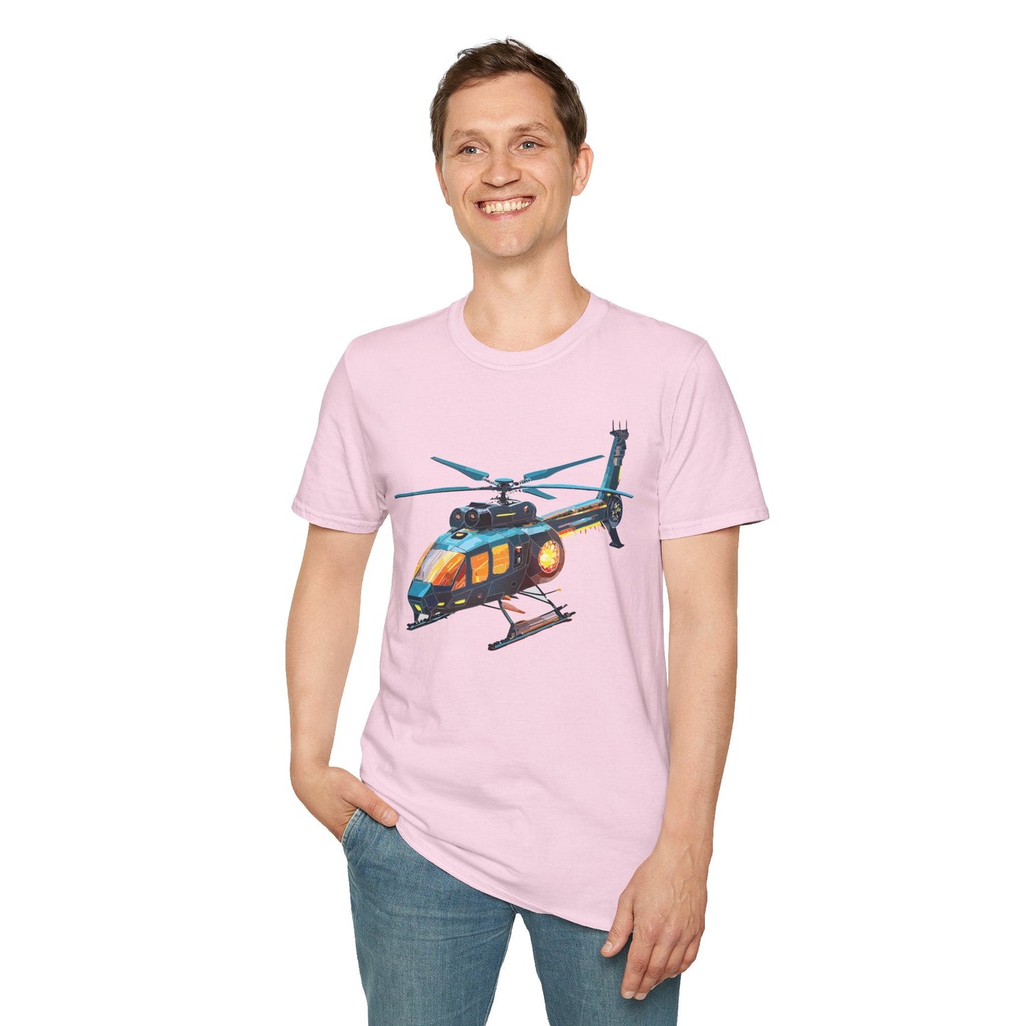 Chopper Helicopter Shirt Unisex Gildan Softstyle 64000 Cotton Tee Short Sleeve Graphic Tee
