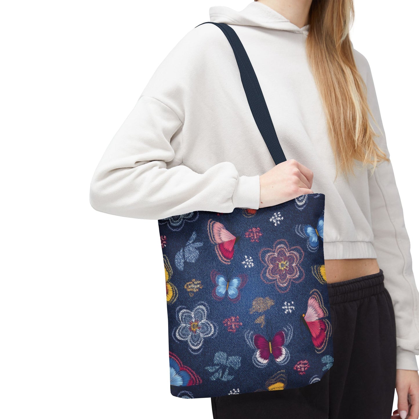 Denim Fabric Imitation Print Unisex Canvas Bag Poly Spun 3 Sizes Tote Bag 168