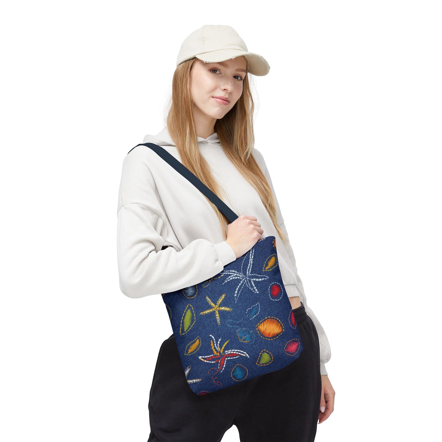 Denim Fabric Imitation Print Unisex Canvas Bag Poly Spun 3 Sizes Tote Bag 182-4