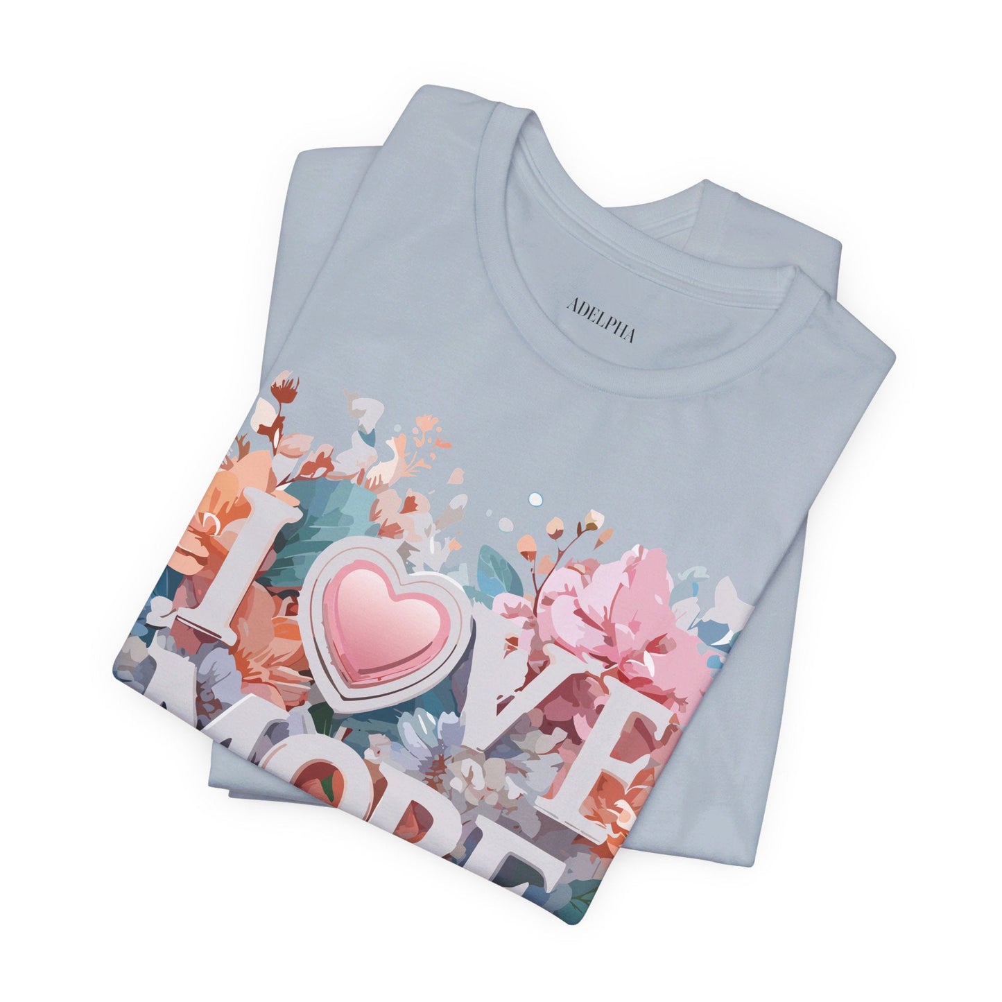 Valentine Day Graphic Unisex 100 Cotton Vintage Artwork with Love and Flower Design Tee 17