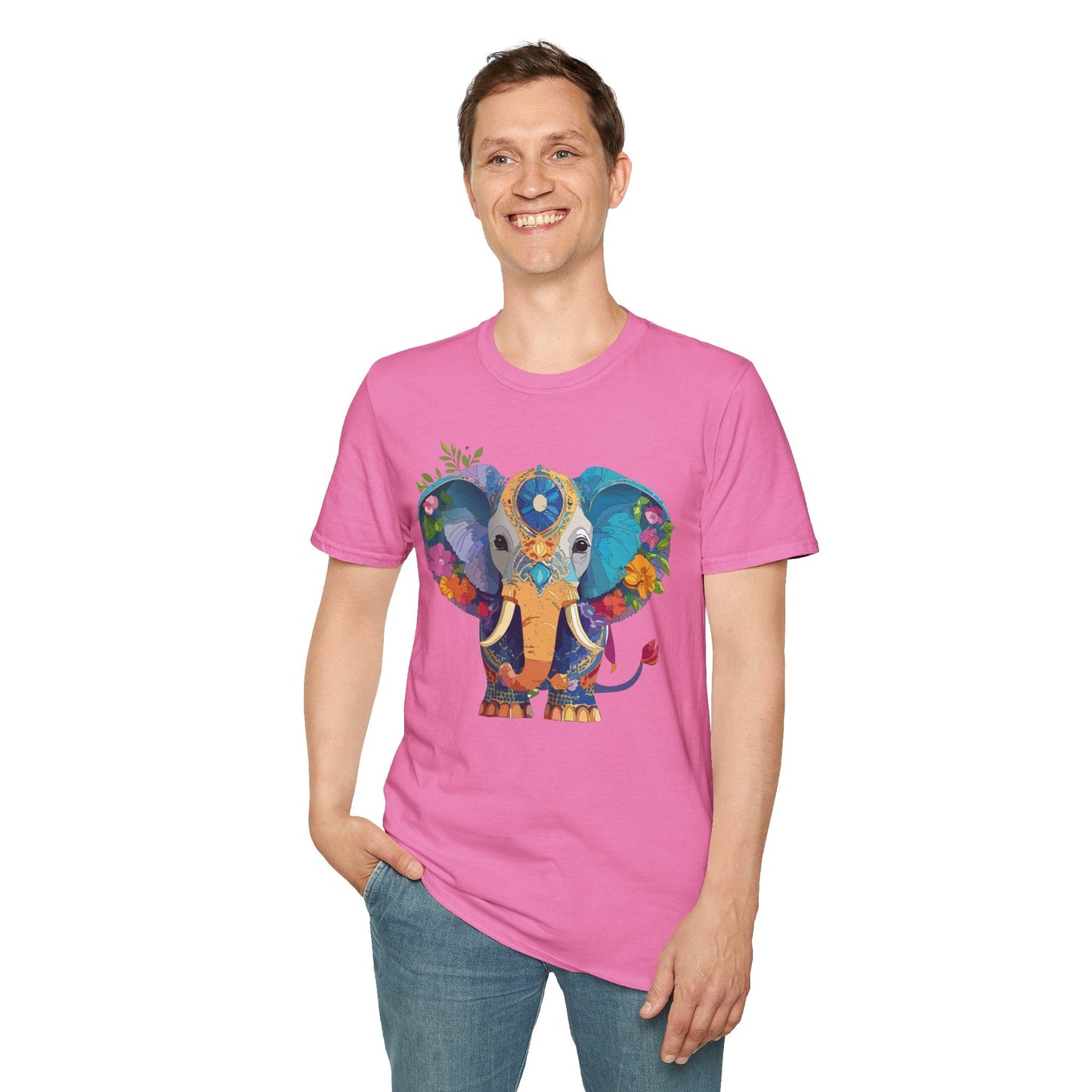 Elephant Graphic Shirt For Adults Unisex Softstyle Tee 100 Percent Cotton Gildan 64000