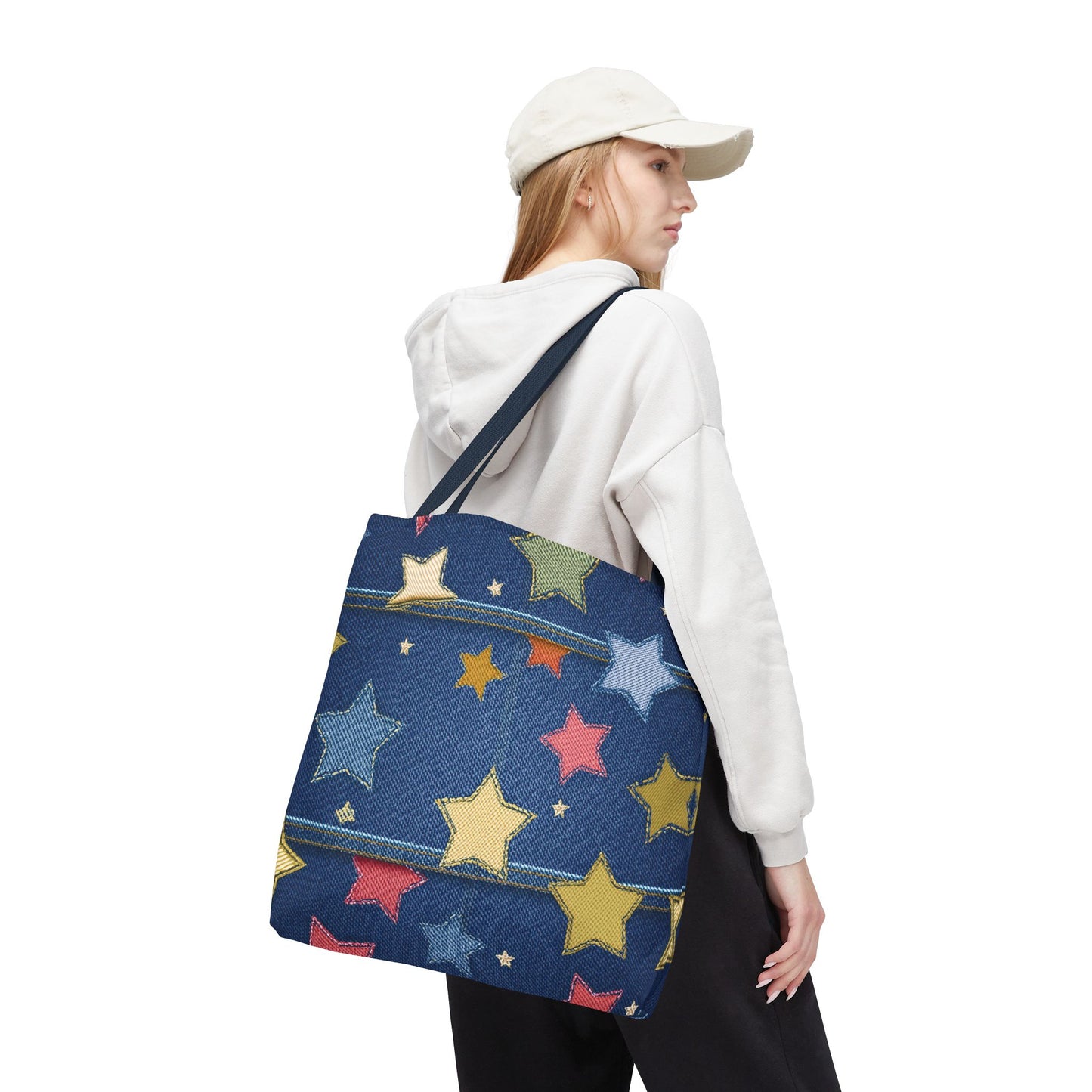 Denim Fabric Imitation Print Unisex Canvas Bag Poly Spun 3 Sizes Tote Bag 181-5