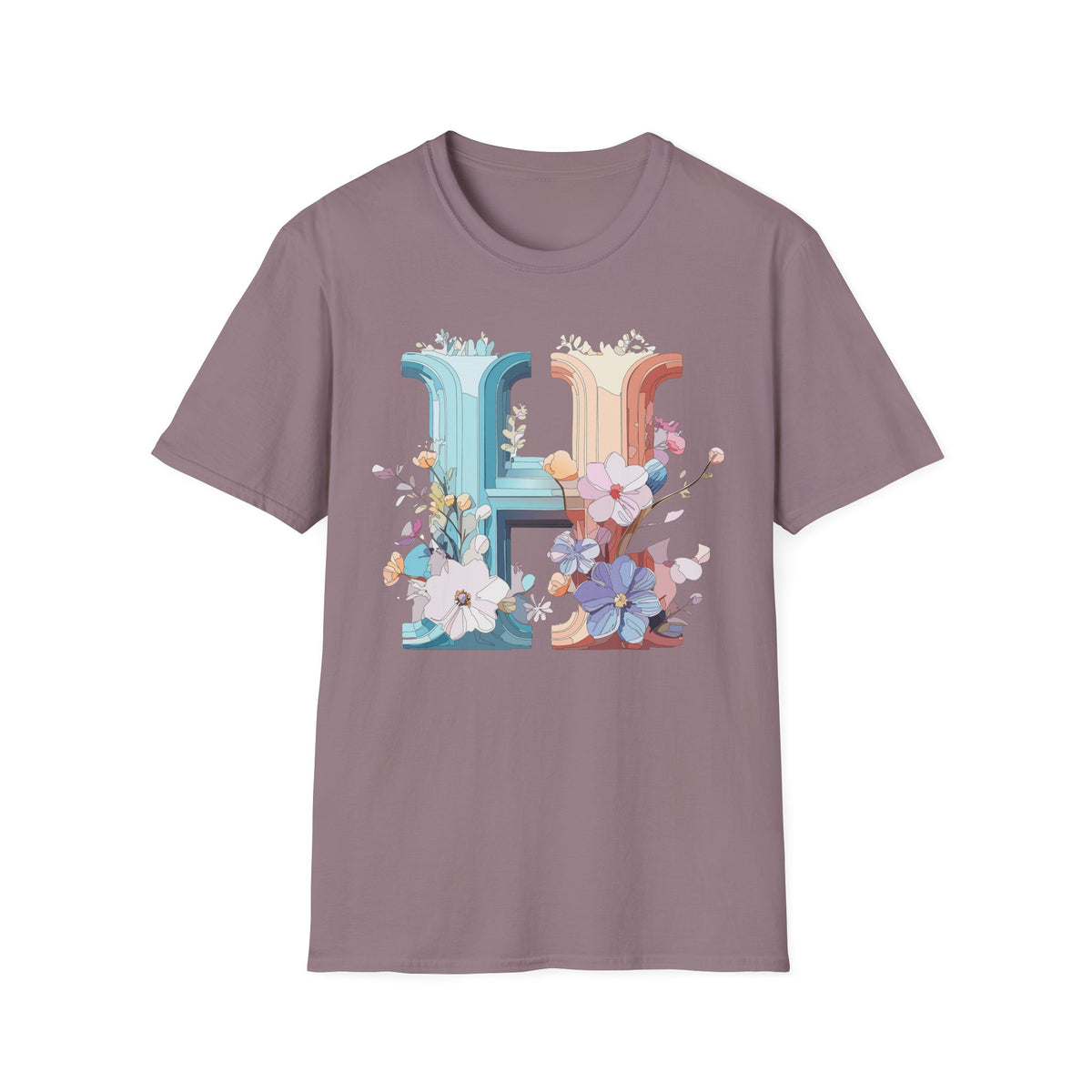 Floral Letter H T-Shirt | Botanical Monogram Tee