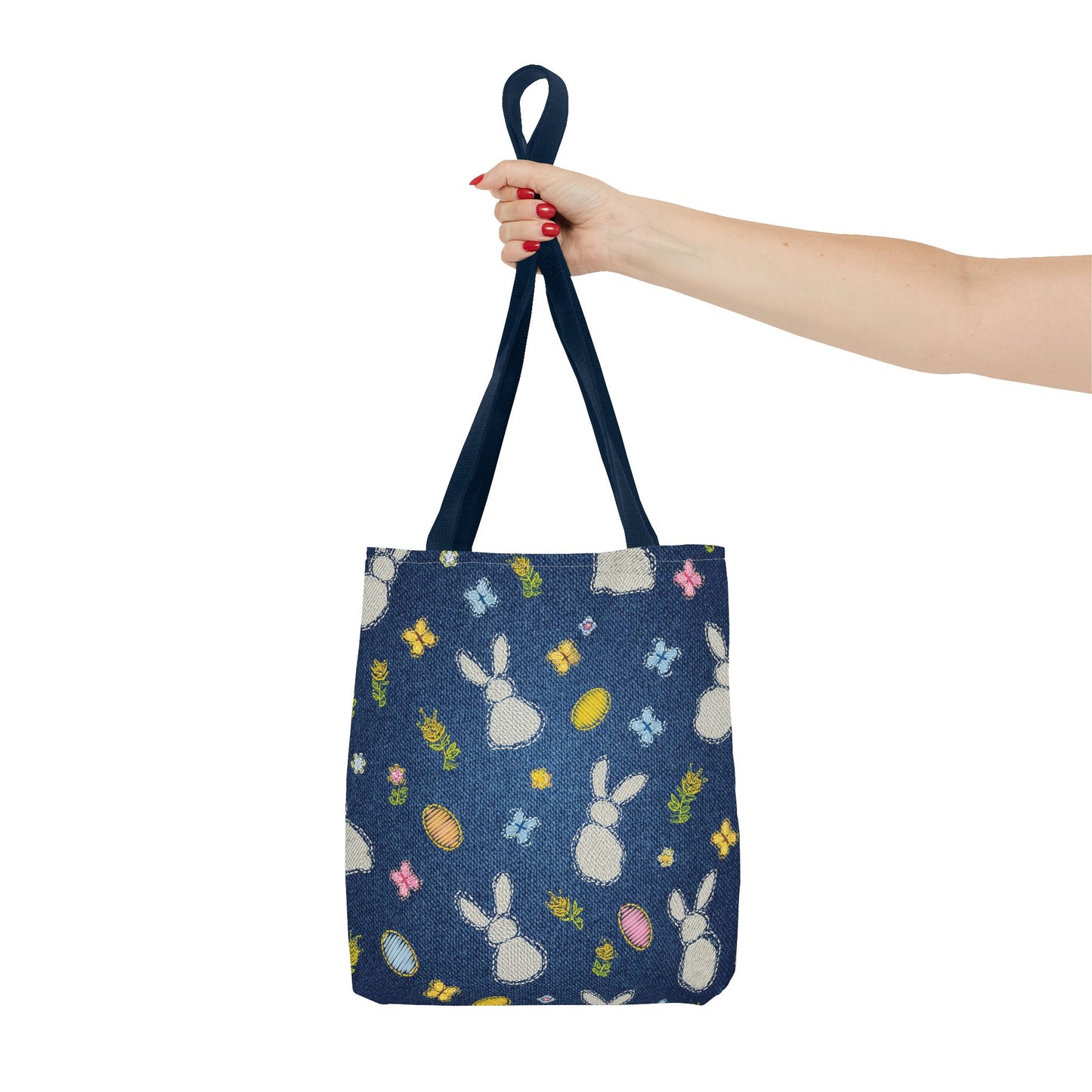 Easter Graphic Design Denim Fabric Imitation Print Unisex Canvas Bag Poly Spun 3 Sizes Tote Bag 204-2