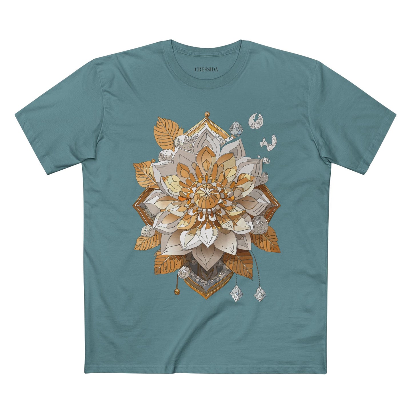 Floral Graphic T-Shirt Unisex 100 Cotton Art Design with Antique Flowers Tee 8