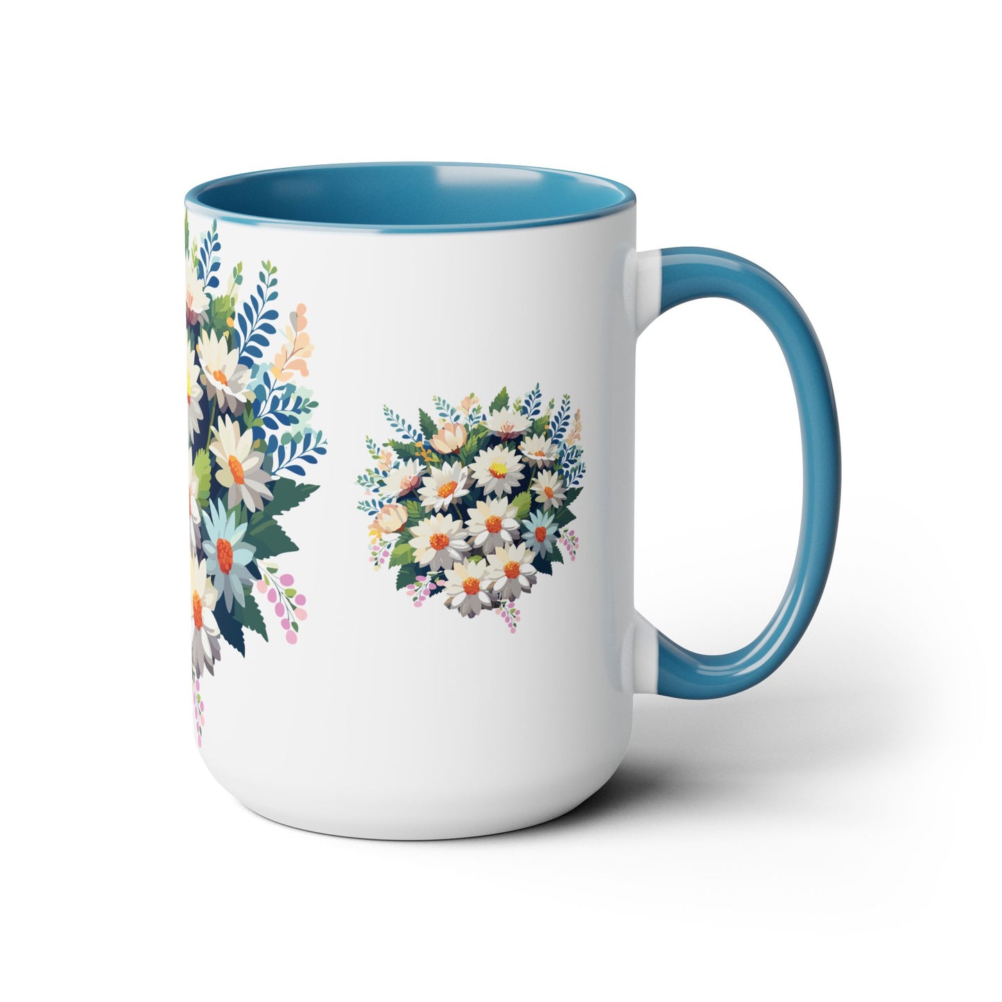 Taza de café de dos tonos con flores