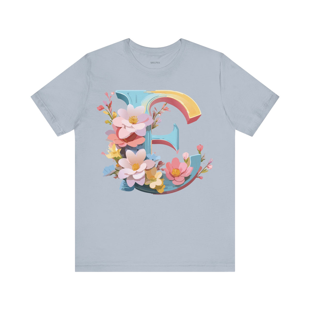 Letter E Graphic Unisex Cotton Bella+Canvas Tee with Art Letter Design