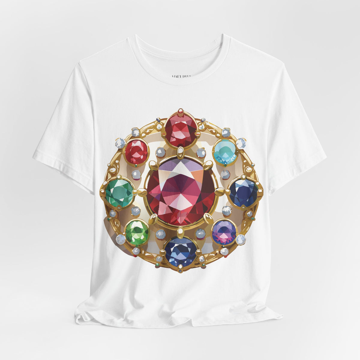 Jewelry Graphic Unisex Cotton Bella+Canvas Tee with Gemstones Art Design m34