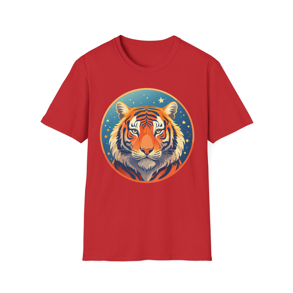 Tiger Head Illustration T-Shirt | Retro Celestial Stars