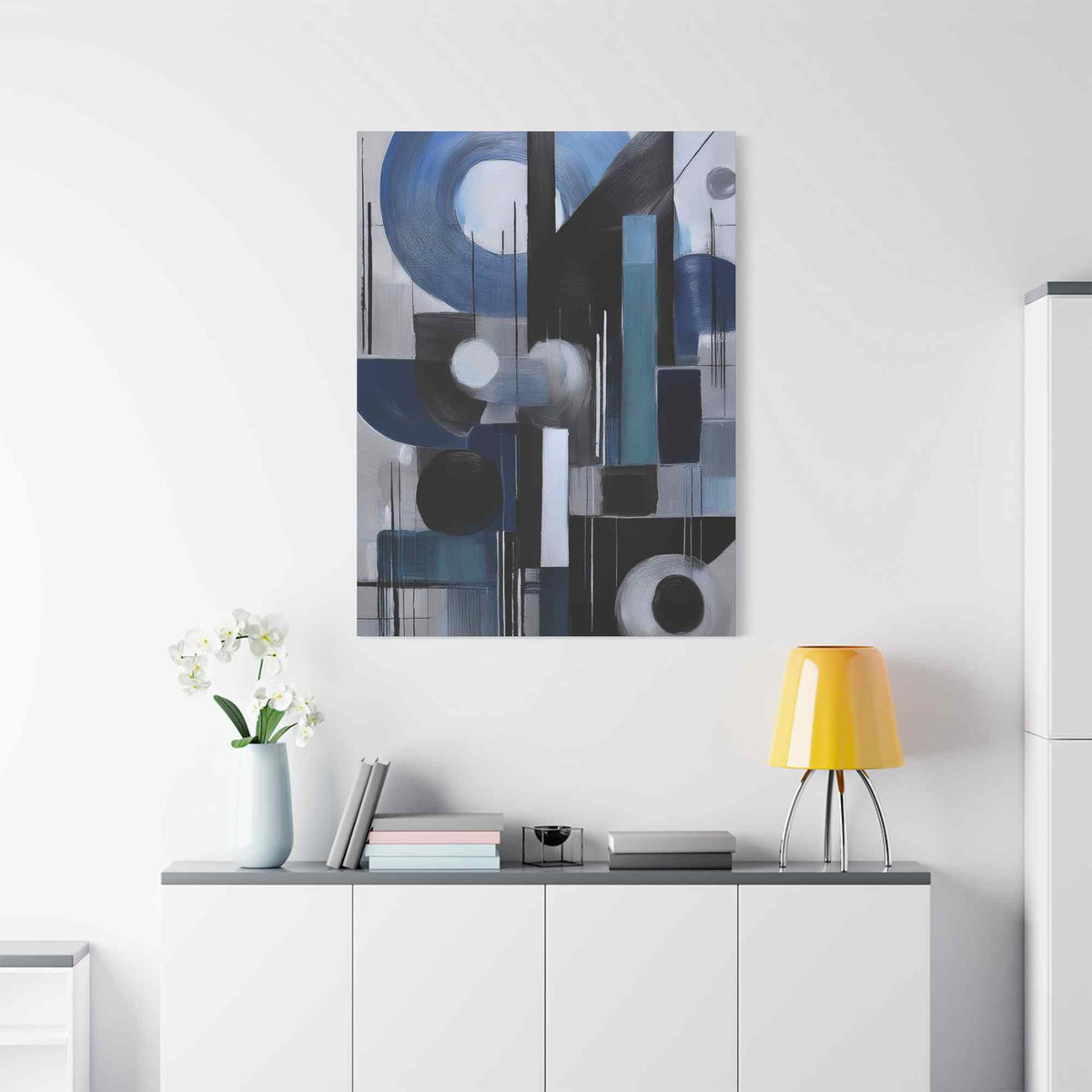 Blue Abstract Painting Print Canvas 20x24,20x30,24x30, 24x32,24x36,30x40, 32x48,36x48,40x60 Pine-Wood Inner Frame ABS-28