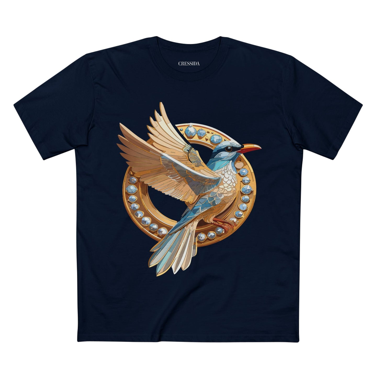 Bird Graphic Unisex 100 Cotton Tee With Unique Animal Golden Medallion Art Design 20
