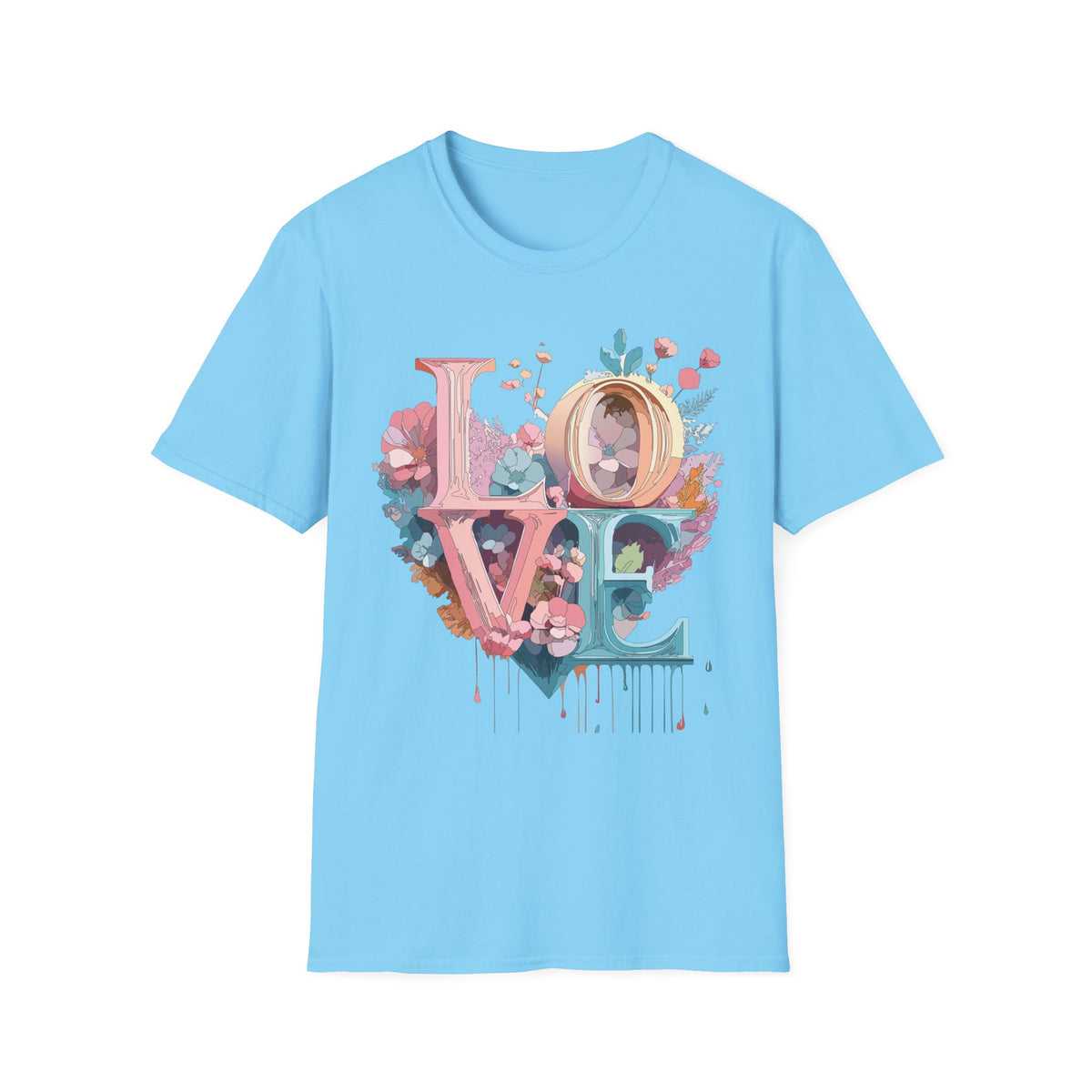 Floral LOVE typography T-Shirt | Pastel botanical letters tee