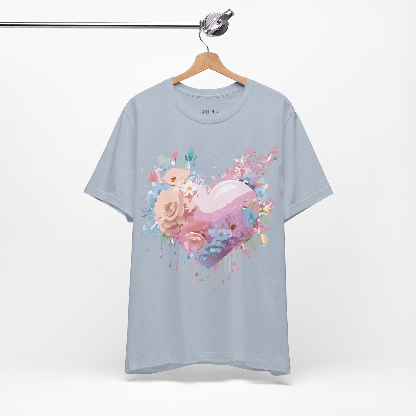 Valentine Day Graphic Unisex 100 Cotton Vintage Artwork with Love and Flower Design Tee 29