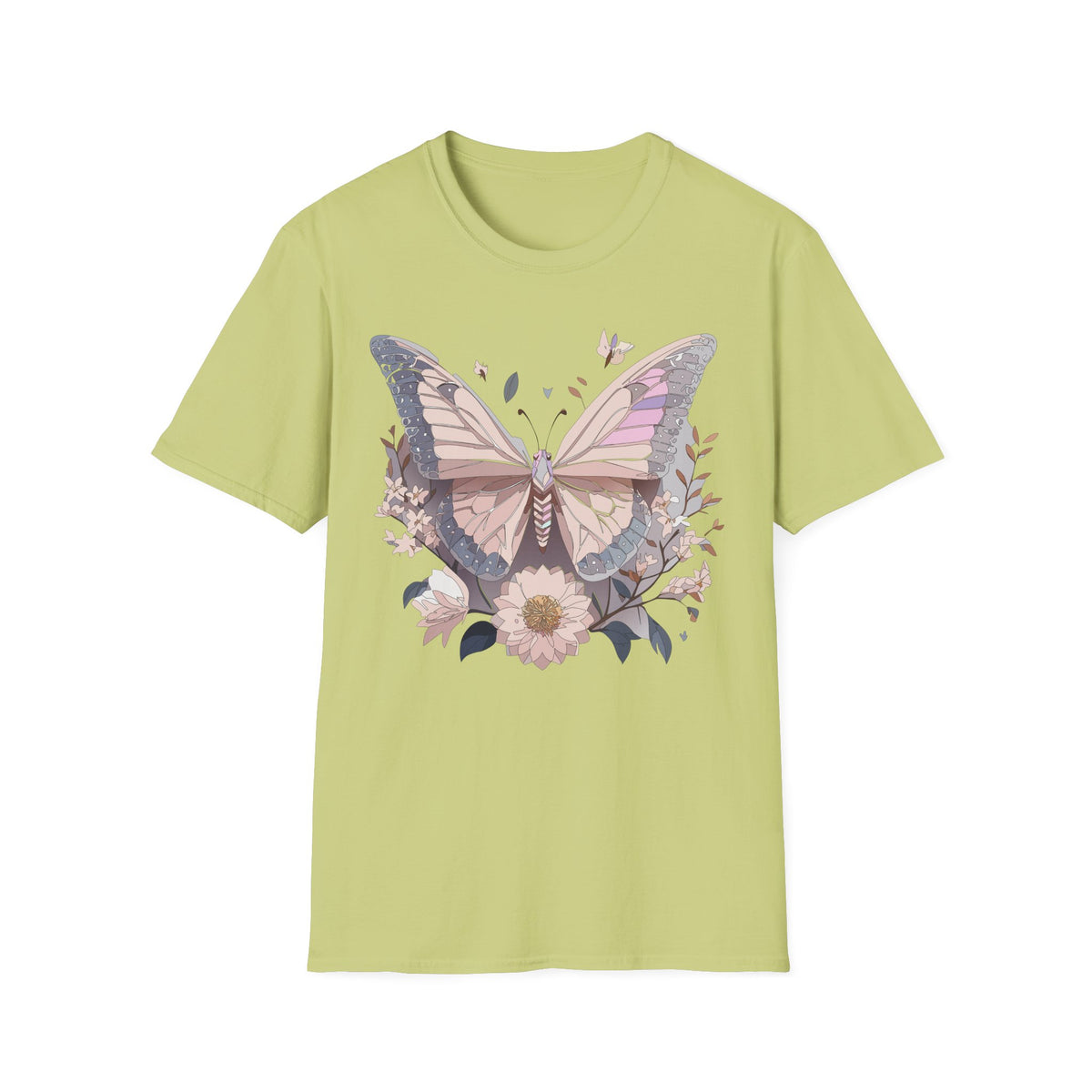 Pastel Butterfly Floral Wings Graphic Design Unisex 100 Cotton Gildan T-Shirt