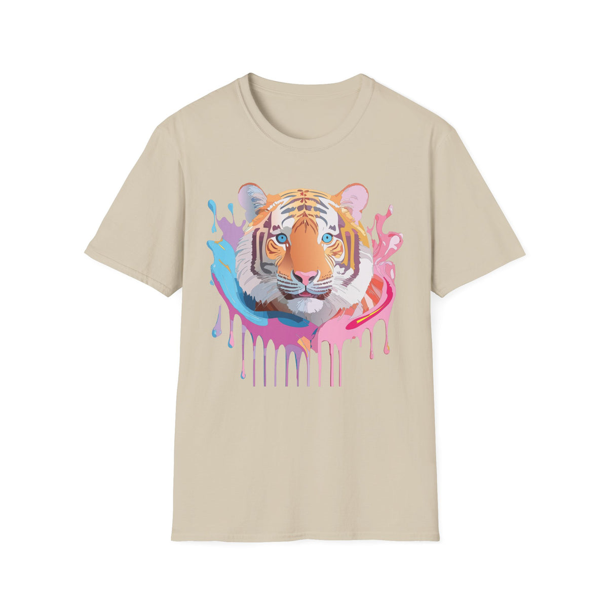 Colorful Tiger Face T-Shirt | Watercolor Drip Animal Graphic