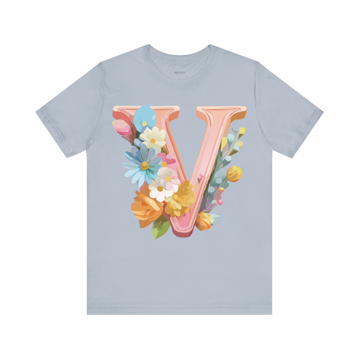 Letter V Graphic Unisex Cotton Bella+Canvas Tee with Art Letter Design