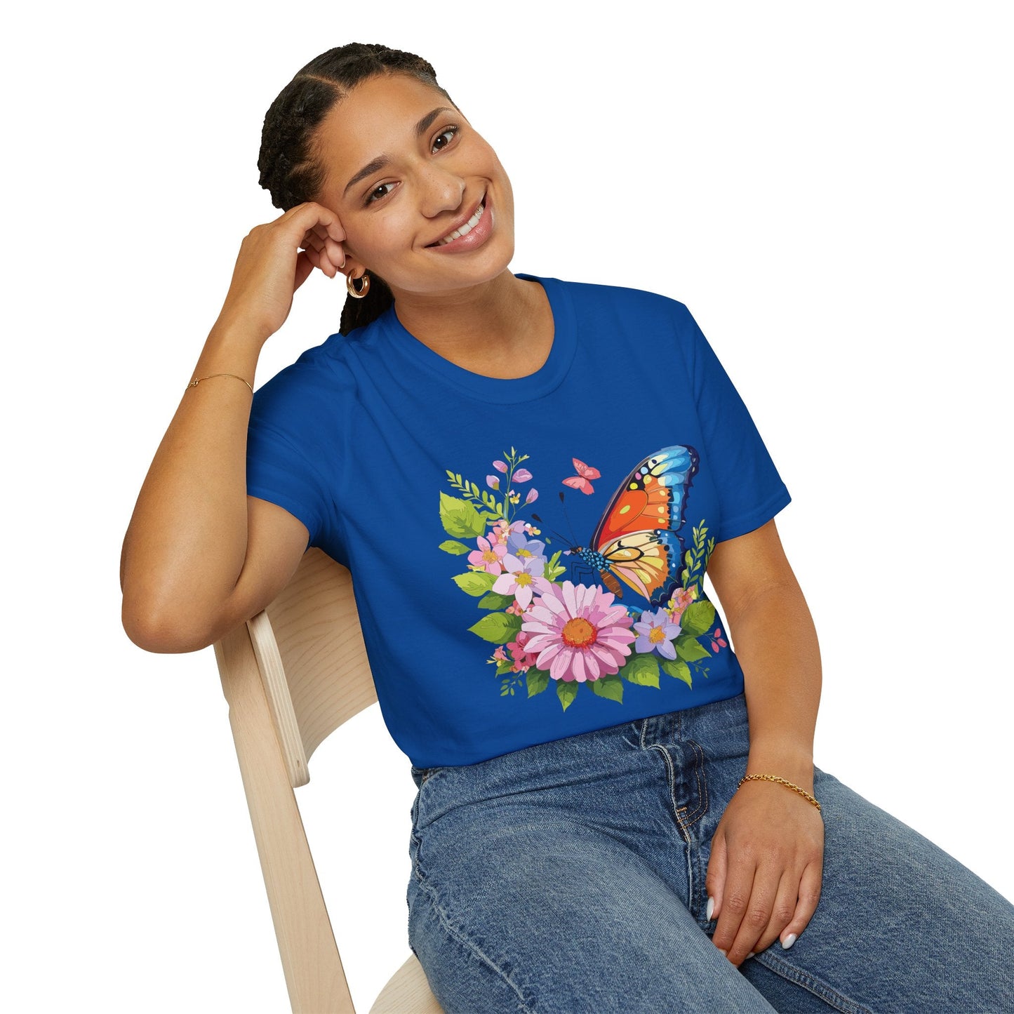 Butterfly T Shirt Unisex Short Sleeve Gildan Softstyle 64000 Monarch Butterfly Design Graphic